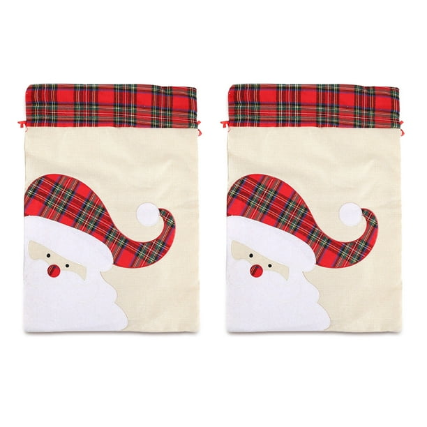Wosthever Paquete de 2 bolsas de regalo de joyería de Navidad, bolsas de recuerdo para aperitivos y galletas de boda, decoración portátil, adornos para Kits de decoración para fiestas Papa Noel