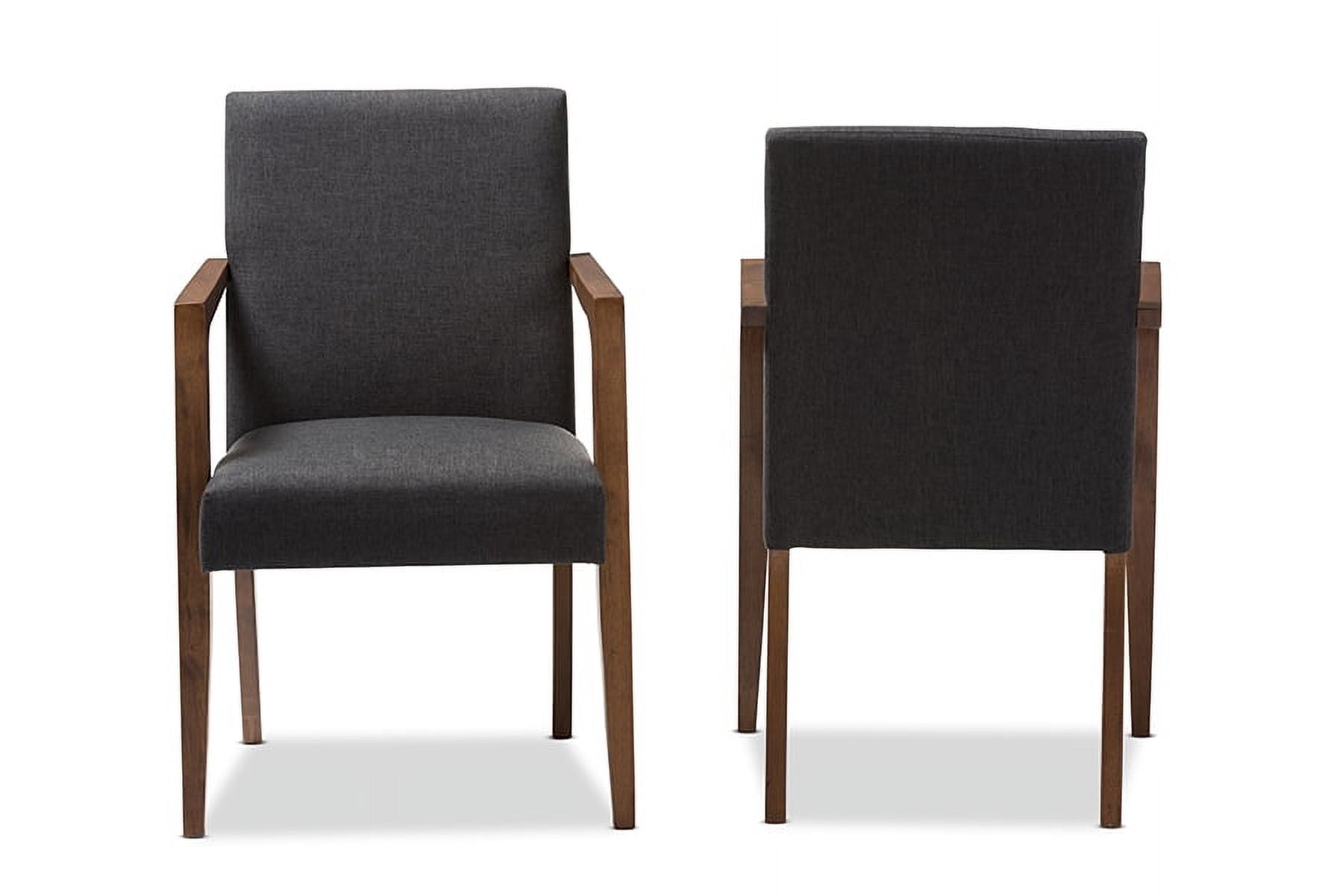 Baxton Studio Andrea Mid-Century Modern Dark Grey Upholstered Wooden Armchair