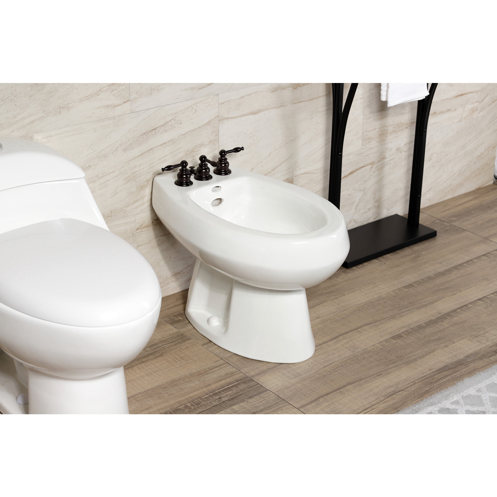 Kingston Brass KB325KL Knight Three-Handle Bidet Faucet with Brass Pop-Up, Oil Rubbed Bronze