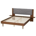 thumbnail image 3 of Baxton Studio Hemera Gray Fabric Brown Wood Queen Size Platform Bed With Table, 3 of 10