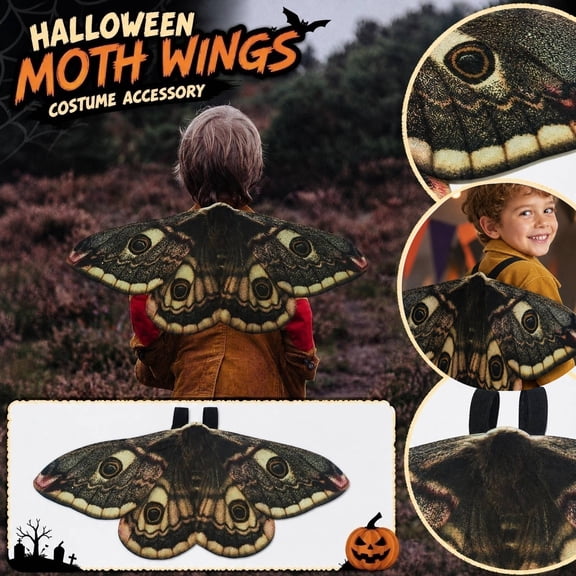 Halloween Costume Accessory Moth Wings, Non Woven Wing Prop for Halloween Party Events, Insect Theme Decoration Accessory for Carnival Celebration and Festival Activities