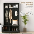 thumbnail image 6 of HOMCOM Hall Tree, Entryway Bench w/ Coat Rack, Shoe Cabinet, Black, 6 of 9