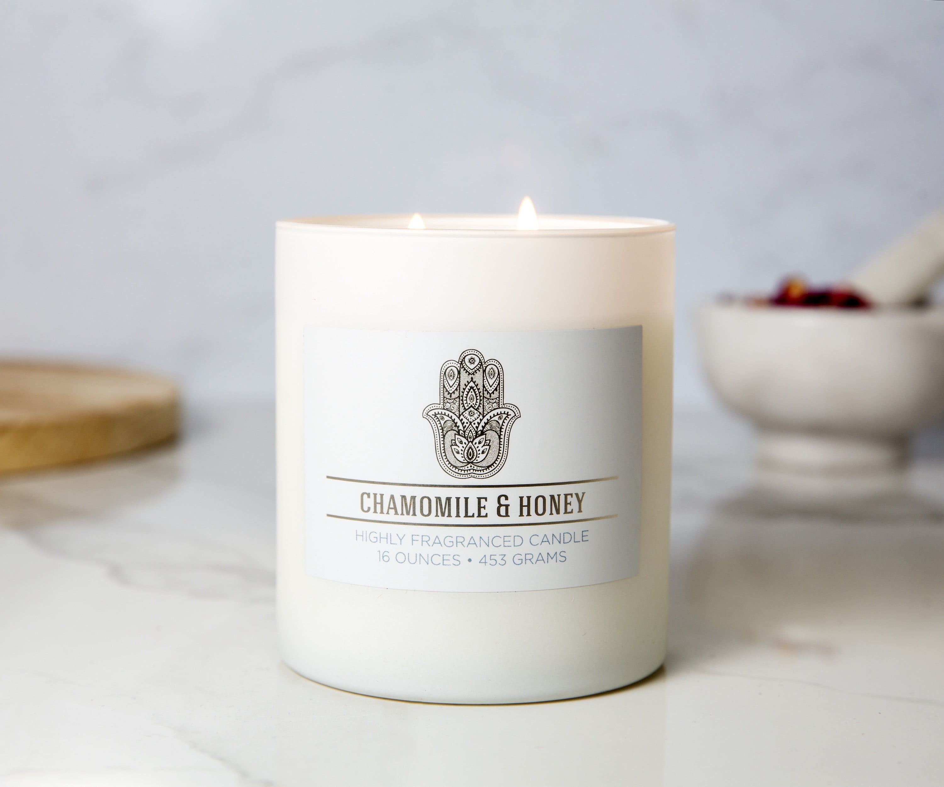 Colonial Candle Chamomile & Honey 16 oz Aromatherappy Candle, White