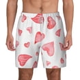 thumbnail image 2 of Picia Pink Hearts pattern Mens Swim Trunks with Compression Liner Stretch Beach Shorts Quick Dry with Zipper Pockets No-Chafing Board Shorts-Small, 2 of 9