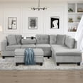 thumbnail image 2 of 105" Modern Sectional Sofa with Storage Ottoman, L-Shape Velvet Couch with 2 Pillows and Cup Holders,Sectional Sofa with Reversible Chaise for Living Room, Apartment, Bedroom, Gray, 2 of 8