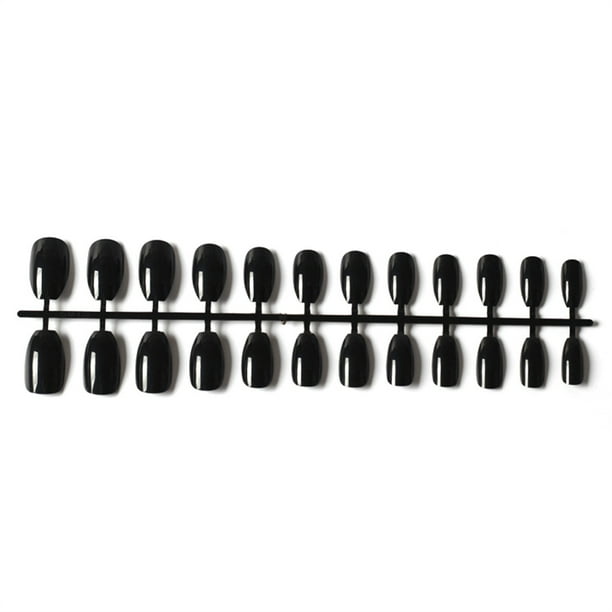 Jumpingount Pack of 24 Ballerina Safe Coffin Personality Acrylic Exquisite False Style Solid Nails Nail Graceful French DIY Colorful 1 negro 50Conjunto