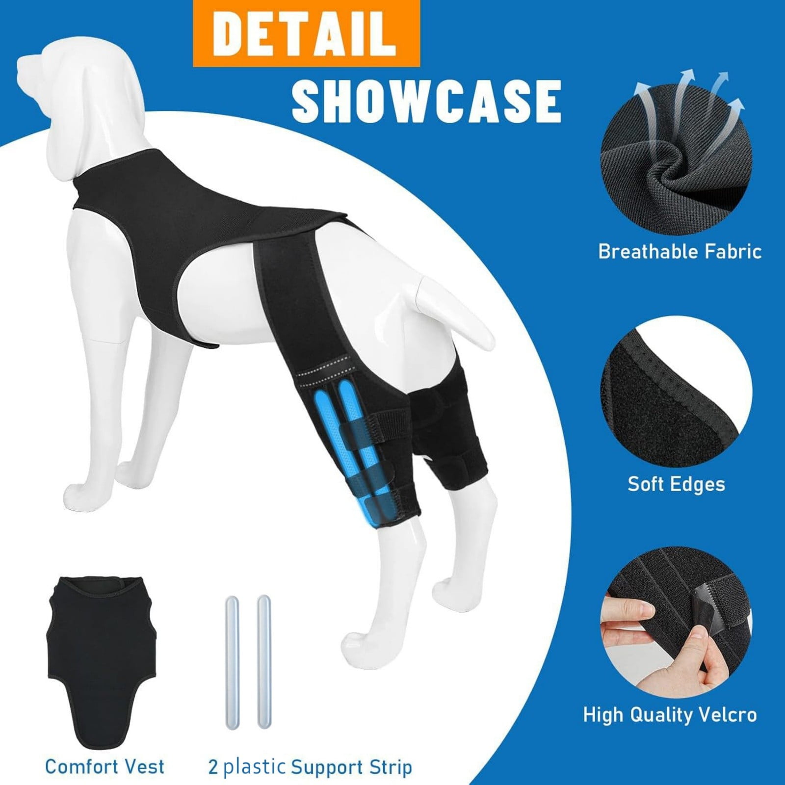 Dog Knee Brace for Torn ACL/CCL & Hind Leg Support - Adjustable Brace for Arthritis Relief, Joint Stability & Injury Recovery - Fits Small & Medium Dogs（1PC）