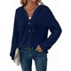 thumbnail image 1 of Sudadera con Capucha de Larga de Punto Gofre para Mujer, con Cordón, Botones, Cuello en V, Informal, con Capucha. Azul Marino XXL, 1 of 9