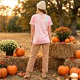 thumbnail image 7 of Halloween Women's Fall Short-Sleeve T-Shirts Autumn Pumpkin Printed Tshirts Western Country Music Graphic Tees Pink XXL, 7 of 7
