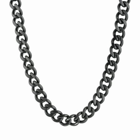 Stainless Steel Heavy Curb Chain Necklace Whole Black Ion Plating 22"