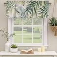 thumbnail image 2 of Palm Leaf Curtain Valances for Windows, Kitchen Valance Window Treatments Panel 2 Pack, Green Tropical Plant Summer Botanical Rod Pocket Short Curtains for Bathroom Bedroom 42 x 12 Inch, 2 of 8