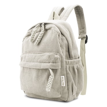 EEEkit Small Corduroy Backpack, Lightweight Travel Bag with Zipper, Casual Bookbag for School