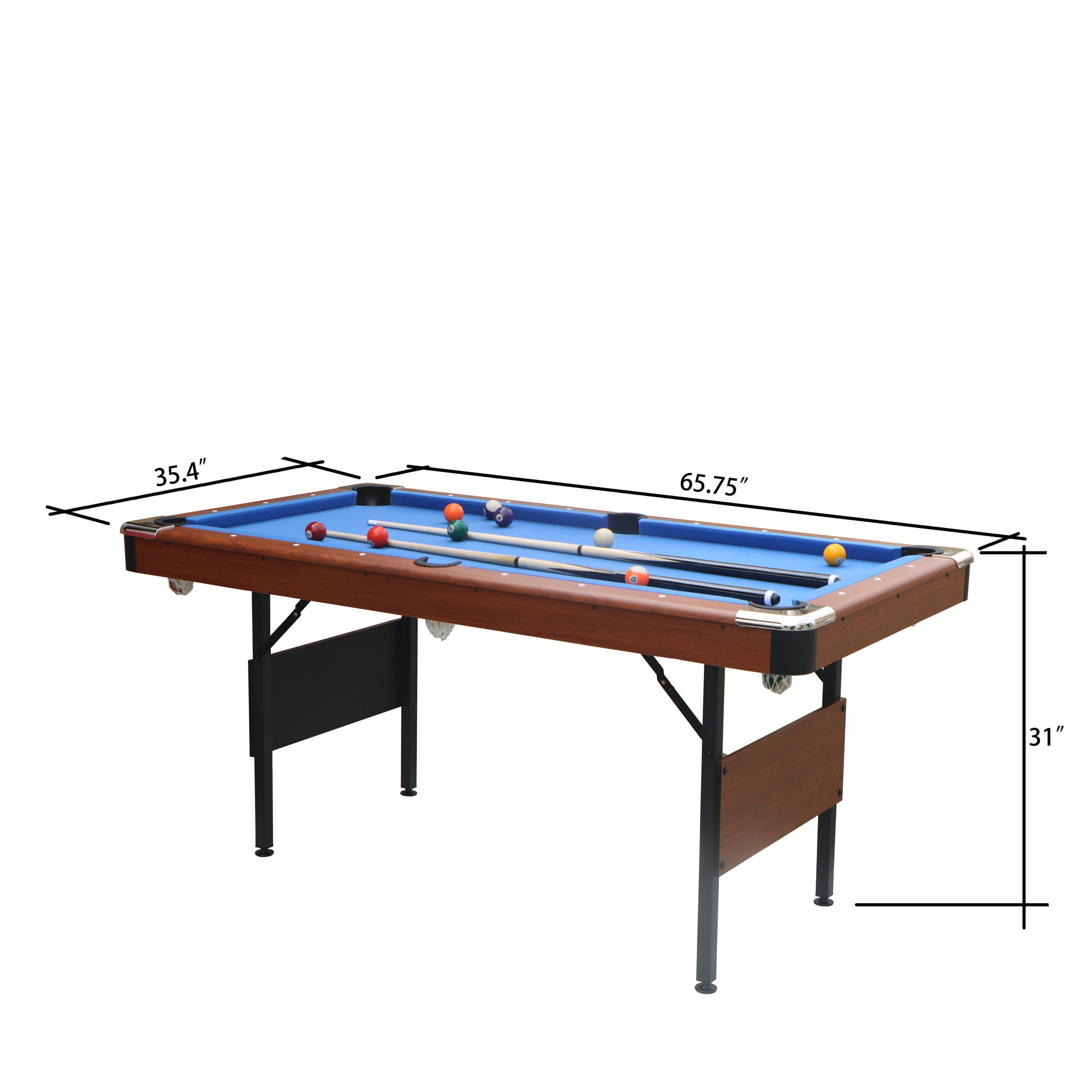 Aukfa Pool Table, Folding Billiard Game Table, Blue/Brown