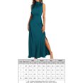 thumbnail image 2 of Vestidos de Fiesta Elegantes de noche largo con abertura lateral y cuello falso para mujer para cóctel Cgtredaw lago azul T XL para Mujer, 2 of 8