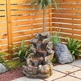 thumbnail image 2 of Outdoor Fountain Cascading Tiered Wood River Water Fountain with LED Lights for Garden, Patio, Backyard, Deck, Porch and Home Art Decor, 2 of 6