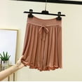 thumbnail image 2 of Kaemgyyd Womens Shorts Casual Elastic High Waist Shorts Trendy Ruffle Hem Drawstring Wide Leg Sleep Shorts Lightweight Shorts, 2 of 5