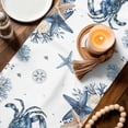 thumbnail image 3 of Blue Crab Coastal Table Runner 72 Inches, Beach Starfish Nautical Coral Shell Bed Runner Dresser Scarves Tabletop for Indoor Outdoor Parties/Ceremony/Banquet, 16" x 72", 3 of 9
