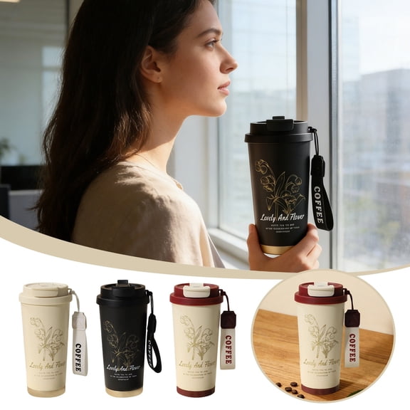 18 oz Water Bottles with Straw Spout Lid, Keep Cold 12h & Hot 8h, Stainless Steel Metal Flask, Leak Proof Insulated Water Bottle with Paracord Handle,Black