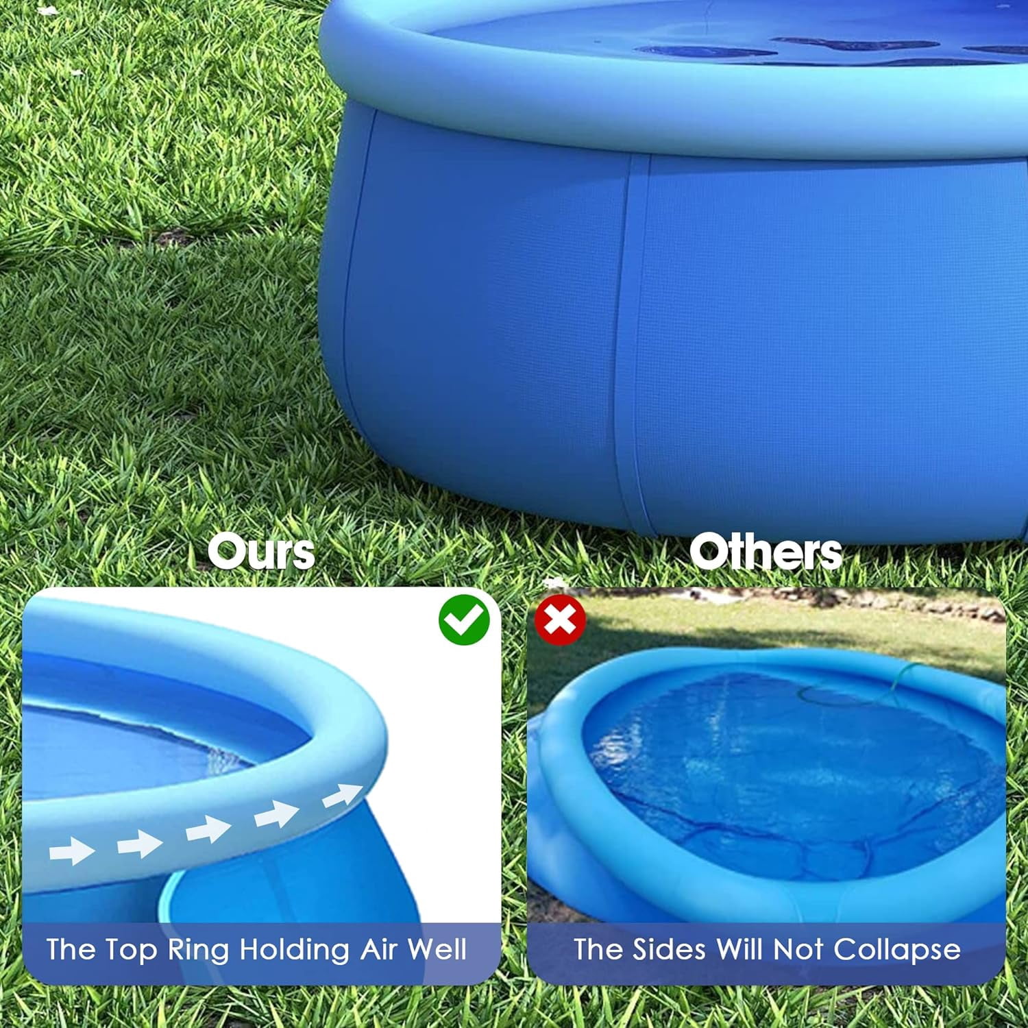 Inflatable Swimming Pool, Swimming Pool for Adults, Inflatable Top Ring Pool, Blow Up Pool for Kids, Family Pools for Backyard, Above Ground Pool