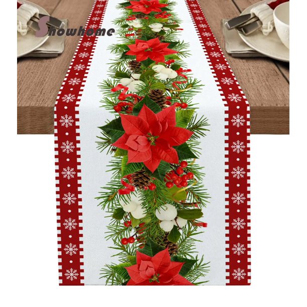 Christmas Tree Pine Needles Candy Bow Table Runner Wedding Decor Table Cover Christmas Decoration Holiday Party Tablecloth