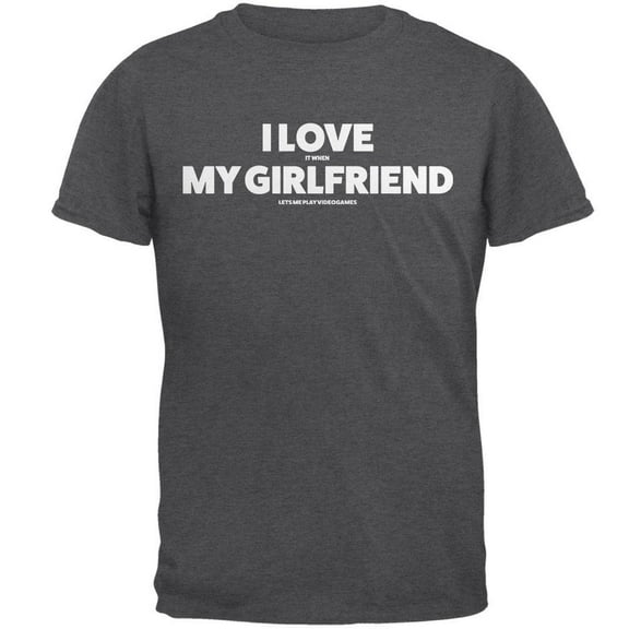 Valentines I Love My Girlfriend Video Games Dark Heather Adult T-Shirt - 2X-Large