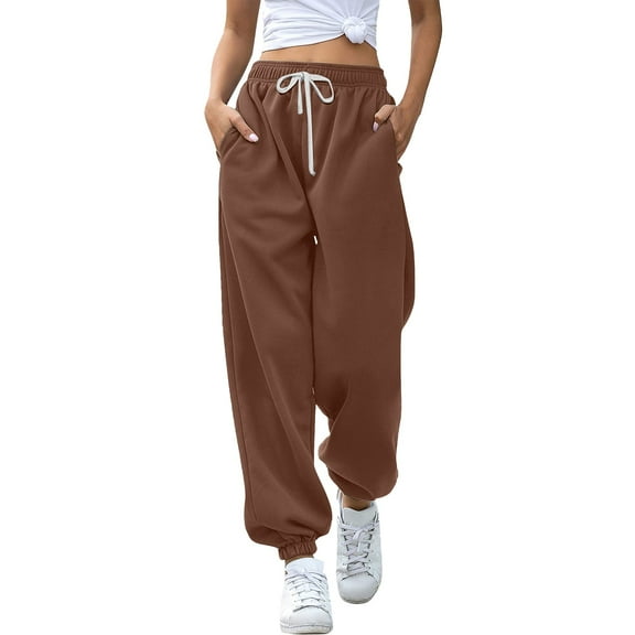 Women's Casual Pants Women'S Bottom Sweatpants Joggers Pants Workout High Waisted Yoga Pants With Pockets,Brown Women's Casual Pants S