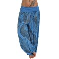 thumbnail image 1 of Pantalones Harem estampados de talla grande para mujer, pantalones largos de pierna ancha, pantalones bombachos sueltos, 1 of 3