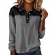 thumbnail image 3 of TaTaai Women's long sleeve collared top, linen cotton fabric, color block design, removable buttons, pullover style, casual loose fit, soft breathable, ideal for daily outings & office casual Gift, 3 of 7