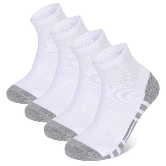 Athlemo Athletic Quarter Socks 4-Pack, Cushioned Breathable Sports Socks for Men, Sizes 10-13 & 13-15