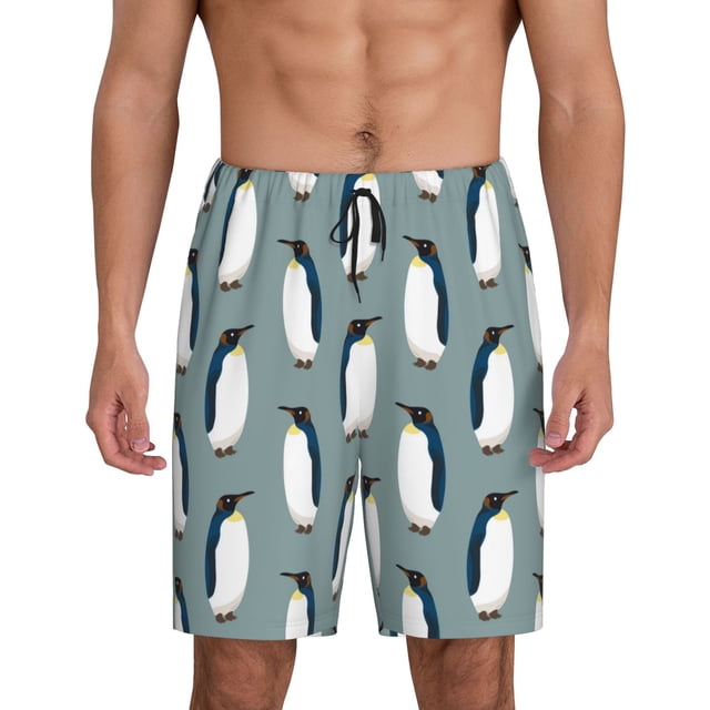 Fotbe Penguin Pantalones Cortos de Pijama para Hombre, Ropa de Dormir, Pantalones de Pijama Cortos para Hombre-4X-Large