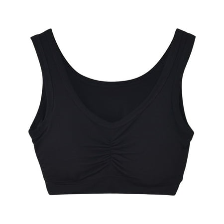 Yyeselk Women s No Underwire Bra Cotton Ultra-Soft Lightweight Detachable Pad Wireless Everyday Bras Crop Tank Tops Black XXL