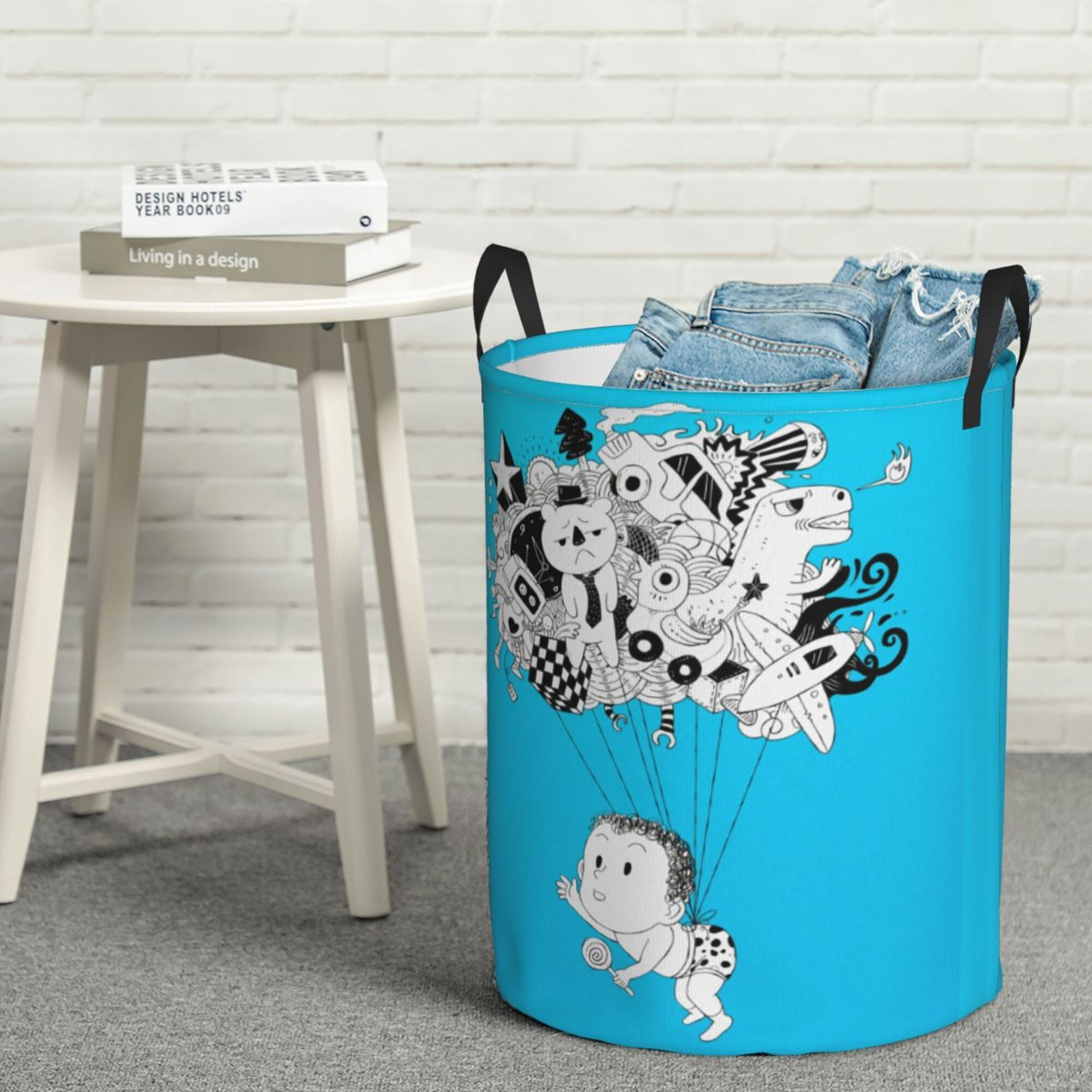 YFYANG Waterproof Laundry Hamper, Blue Balloon Baby Laundry Basket