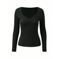thumbnail image 4 of EMMIOL Women's Lightweight V - Neck Lace Trim Twist Front Long Sleeve Ribbed Knit Slim Fit Top, 4 of 9