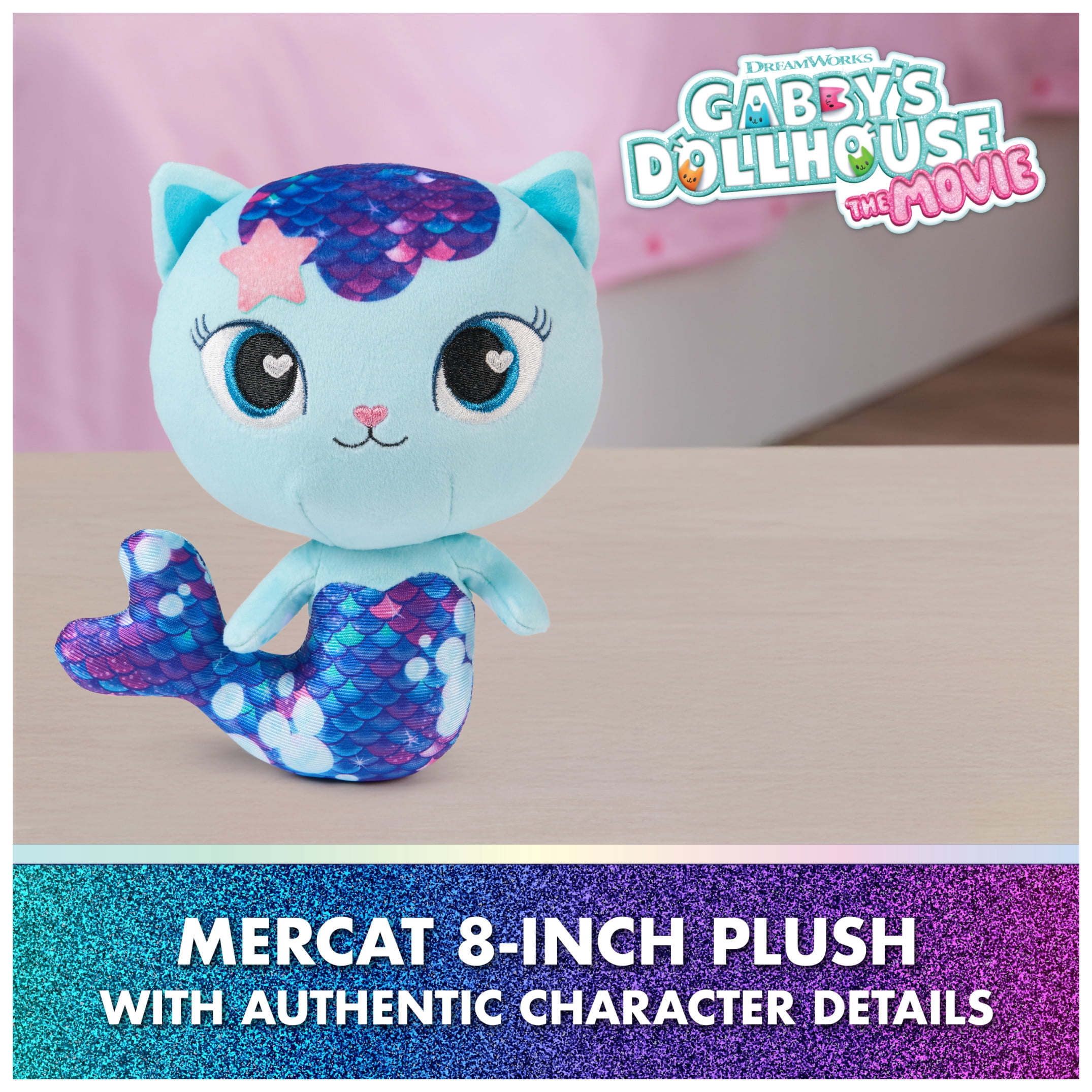 Gabby’s Dollhouse: The Movie MerCat Plush Toy, Stuffed Animal for Ages 3 & Up, 8”