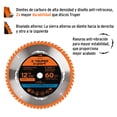 thumbnail image 2 of Disco Sierra 12 pulgadas Expert 60 dientes centro 1 pulgada, 2 of 4