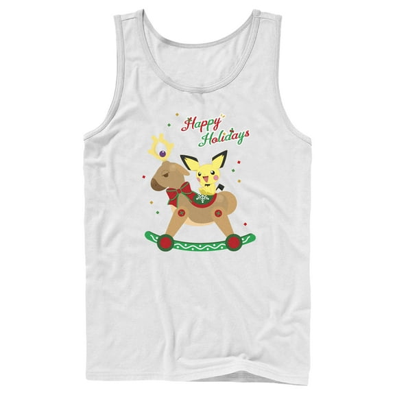 Men's Pokemon Christmas Pichu Rocker  Tank Top White Medium