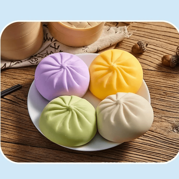Squeeze Toys,Large Steamed Stuffed Dumpling Bun, Squeeze Ball for Anxiety Relief, Focus on Birthday, Party (4 Colors)