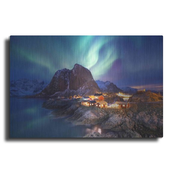 Luxe Metal Art 'Northern Lights In The Lofoten Islands Norway 9' by Luxe Portfolio, Metal Wall Art, 36"x24"