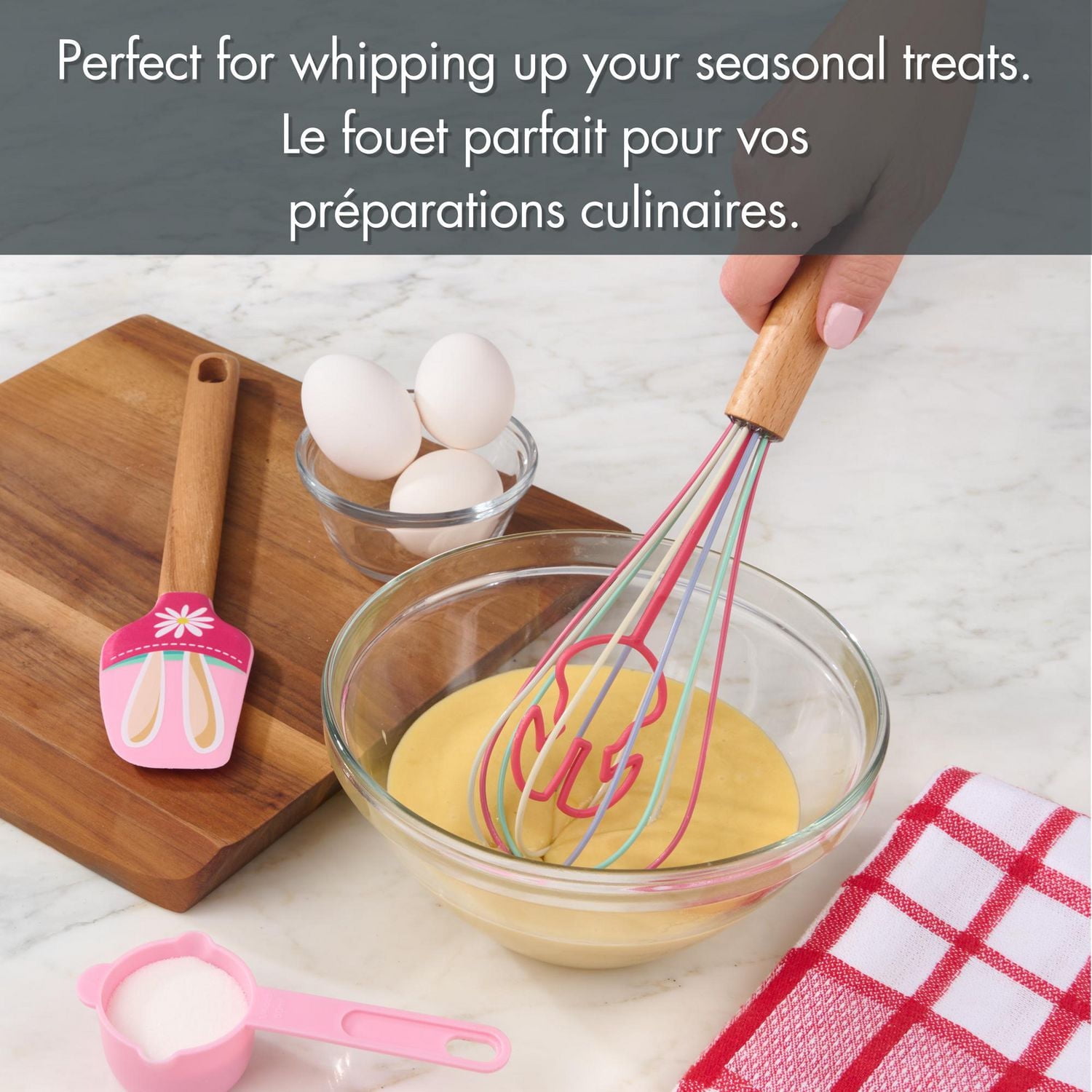 Way to Celebrate 11-inch Silicone Whisk, Bunny Rabbit Character, Pink