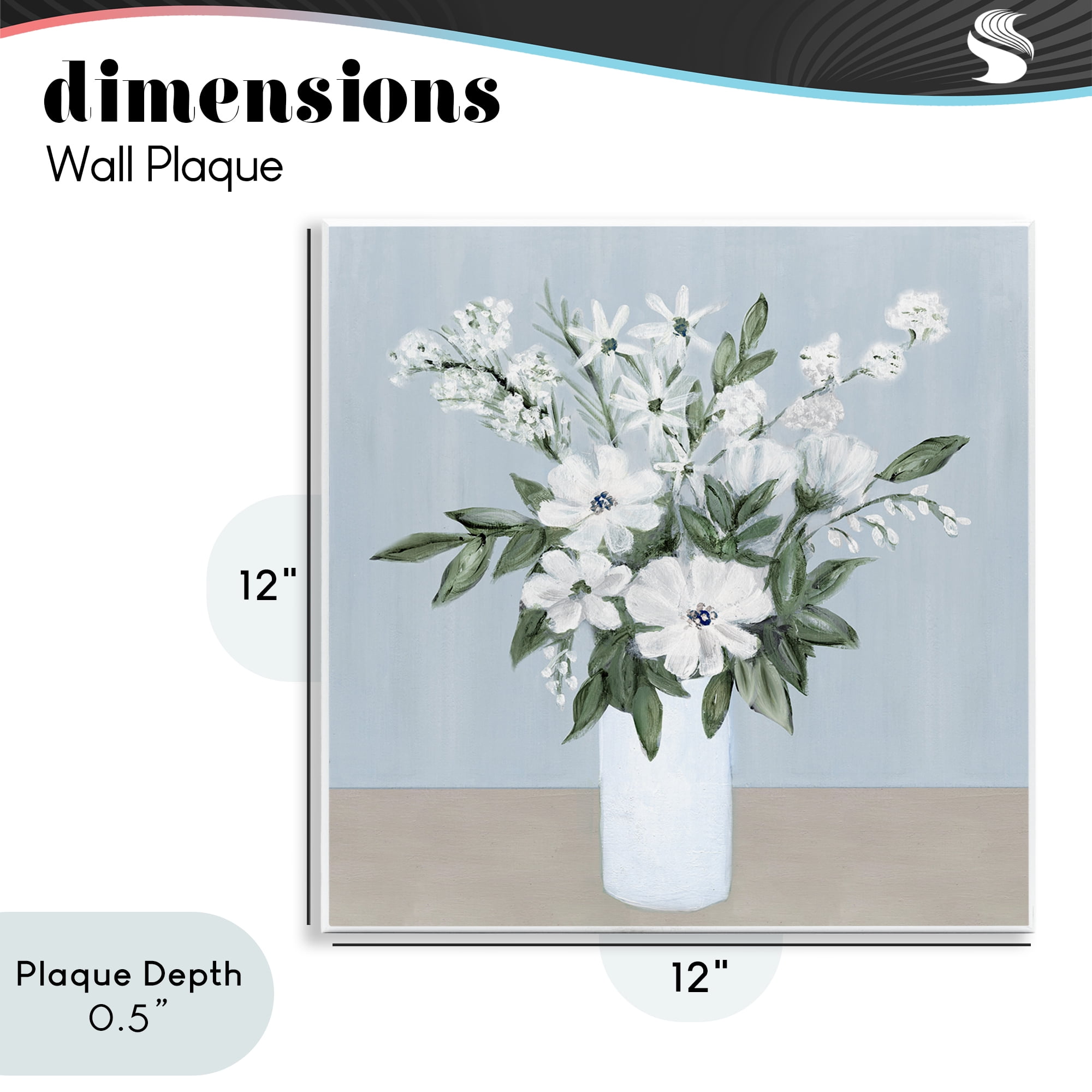 Stupell Industries Mixed White Blooms on Blue Wall Plaque Art, design by Marilyn Dunlap