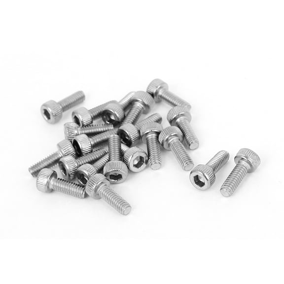 Unique Bargains 100Pcs M2.5x7mm Stainless Steel Socket Cap Screws Hex Head Bolts 9mm Long