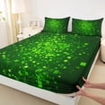 thumbnail image 3 of Feelyou Green Futuristic Square Full Size Sheets, Video Gaming Gamer Bed Sheets, Dreamy Galaxy Sky Sheet Sets, Ultra Soft Bedroom Decor, 4 Pieces, 3 of 7