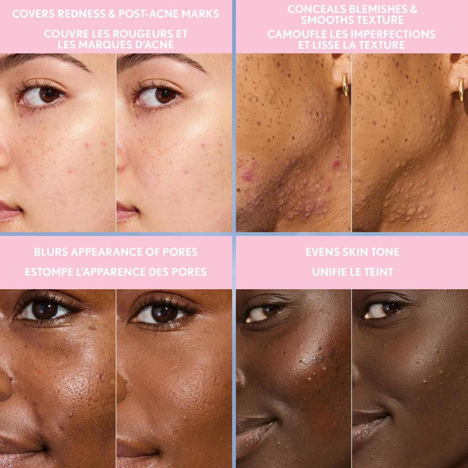 Fond de teint liquide Clean Fresh Blurring Skin Tint, Fini mat doux, Lisse, Illumine, Estompe les pores, Écran solaire minéral, Formule végétalienne Formule respectueuse de la peau