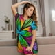 thumbnail image 3 of Fotbe Multicolored Beautiful Flower Bata de Dormir para Mujer con Estampado, Camisón de Algodón de Manga Corta, Ropa de Dormir Casual, 3 of 6