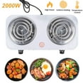 thumbnail image 5 of Hinzonek 2000W Electric Double Burner 110V Hot Plate Heating Cooktop Camping Dorm Stove Cooker with with 5 Adjustable Temperatures, 5 of 9