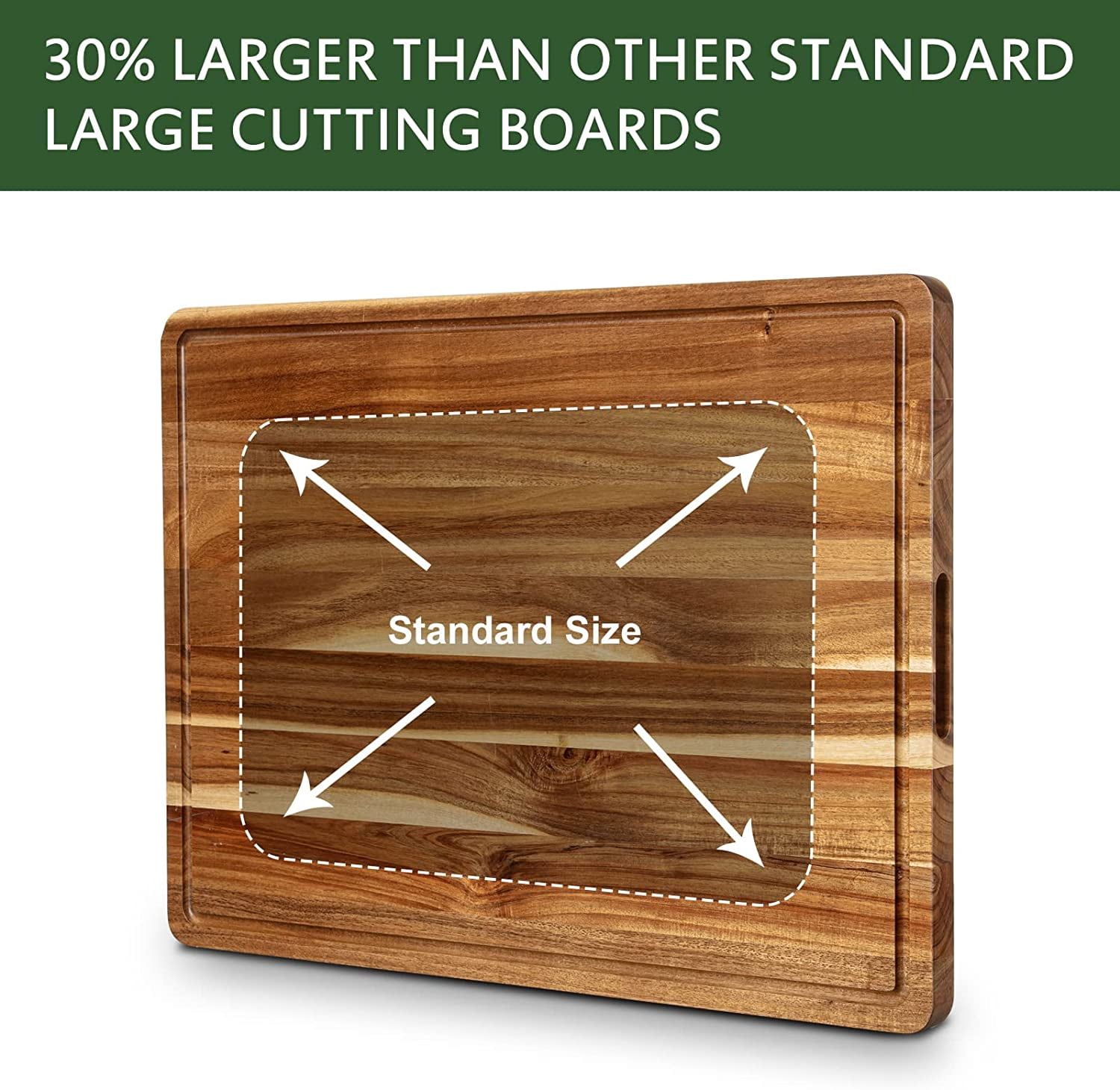 Twister.CK Acacia Wood Cutting Board 24x18 inch, Butcher Block Cutting Board with Handle Juice Groove for Kitchen, Extra Large Charcuterie Boards Chopping Board