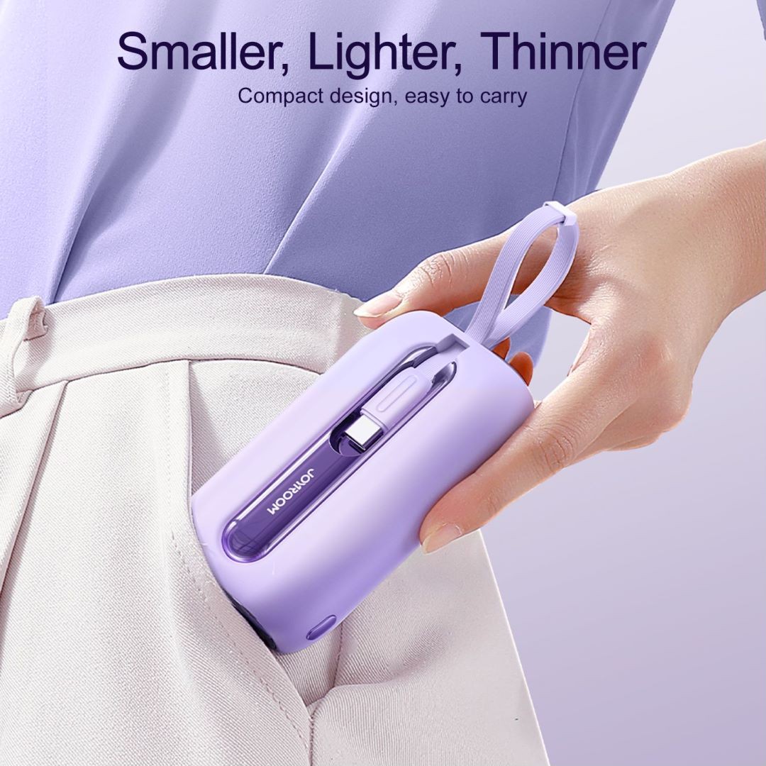 JOYROOM 10000mAh Power Bank with Built-in Cables, 22.5W Fast Charging, Purple photo 5