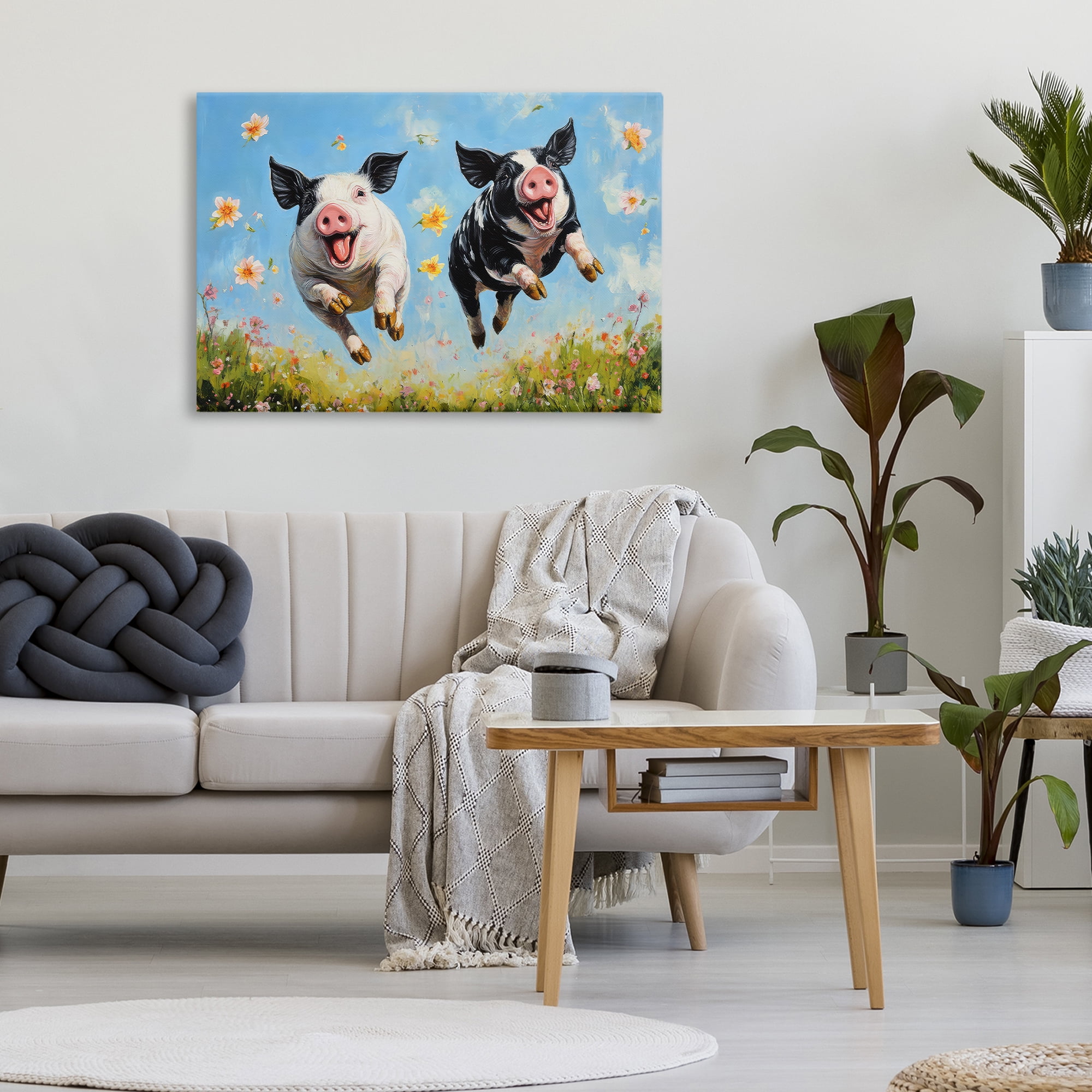 Stupell Industries Flying Pigs & Flowers Canvas Wall Art, design by The Wands Want