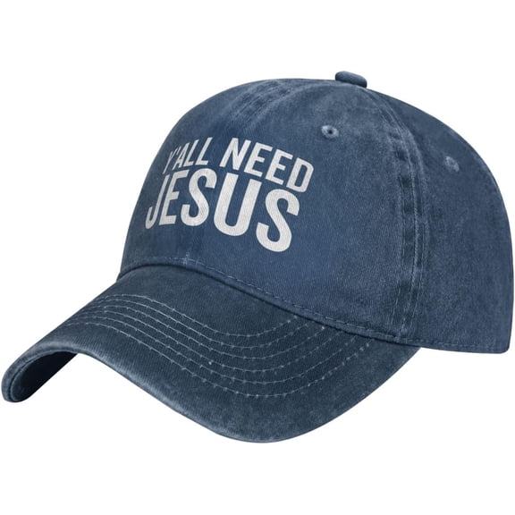 Hat Y'all Need Jesus Cowboy hat Men Vintage Baseball Cap Women Trucker Hat Golf Dad Cap Ponytail Hat Black