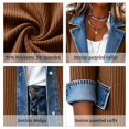 thumbnail image 2 of Women’s Denim Patchwork Cardigan Jacket Long Sleeve Button Down Lapel Casual Outerwear with Pockets, 2 of 5